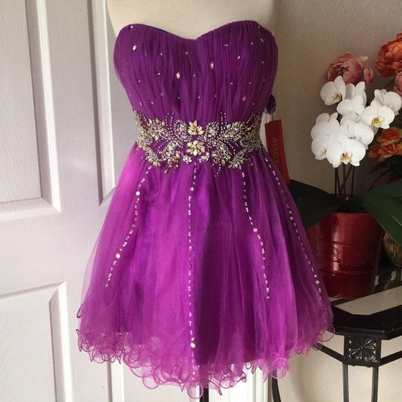 MoriLee Dresses & Skirts - *SOLD*💜Purple Bedazzled Formal Strapless Dress